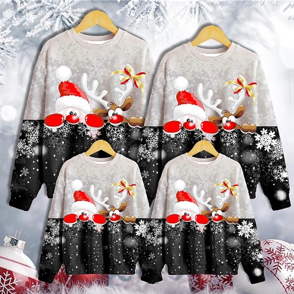 Family Ugly Christmas Sweatshirt Pullover Santa Claus Elk Casual Crewneck Green Black Blue Long Sleeve Adorable Matching Outfits Family Ugly Christmas Sweatshirt Pullover Santa Claus Elk Casual Crewneck Green Black Blue Long Sleeve Adorable Matching Outfits