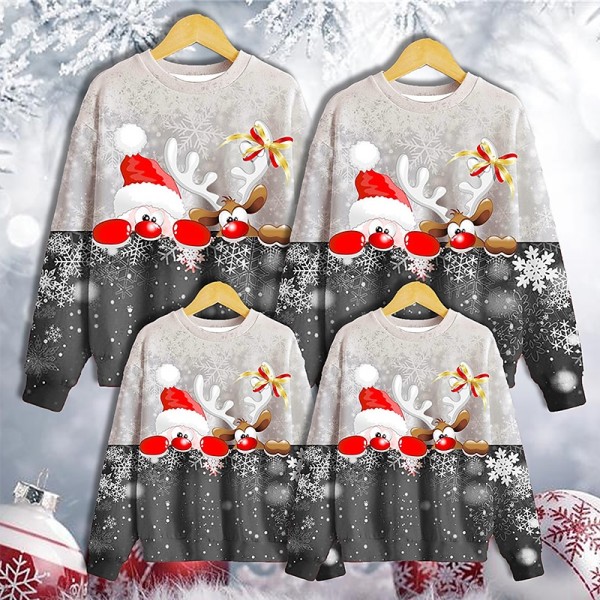 Family Ugly Christmas Sweatshirt Pullover Santa Claus Elk Casual Crewneck Green Black Blue Long Sleeve Adorable Matching Outfits Family Ugly Christmas Sweatshirt Pullover Santa Claus Elk Casual Crewneck Green Black Blue Long Sleeve Adorable Matching Outfits