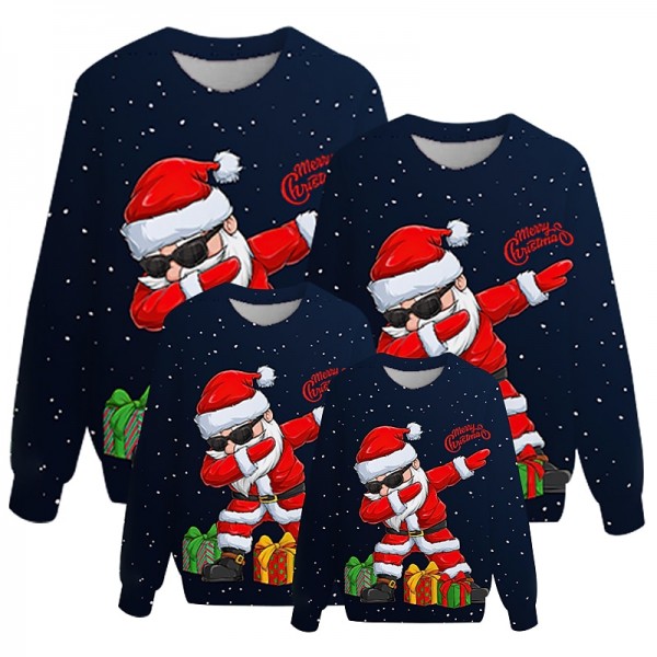 Family Ugly Christmas Sweatshirt Pullover Santa Claus Elk Casual Crewneck Green Black Blue Long Sleeve Adorable Matching Outfits Family Ugly Christmas Sweatshirt Pullover Santa Claus Elk Casual Crewneck Green Black Blue Long Sleeve Adorable Matching Outfits