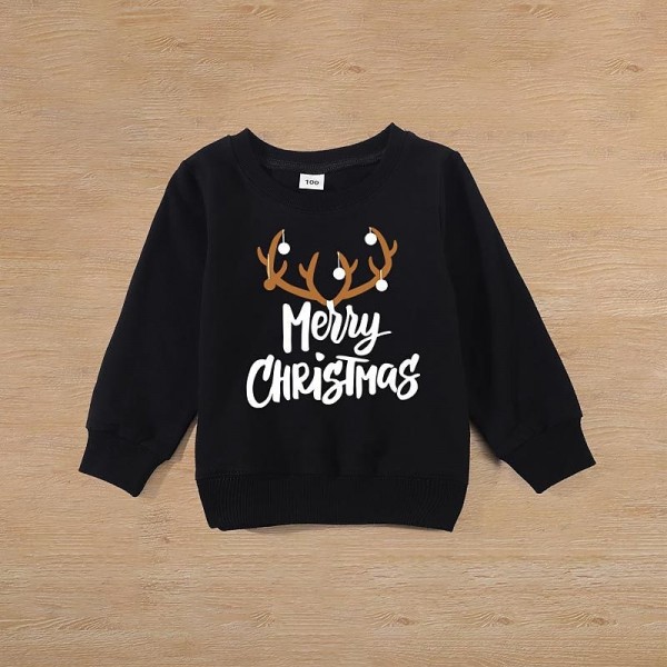 Family Sweatshirt Cotton Letter Casual Black Red Long Sleeve Daily Matching Outfits