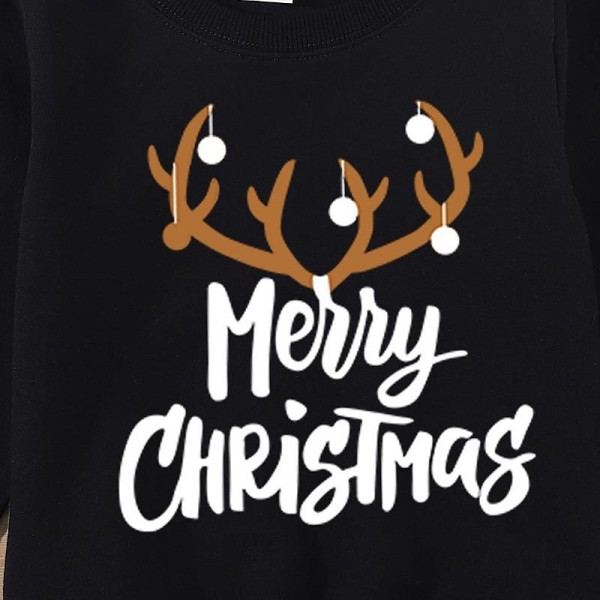 Family Sweatshirt Cotton Letter Casual Black Red Long Sleeve Daily Matching Outfits
