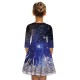Mommy and Me Dresses Cotton Galaxy Deer Outdoor Light Blue Dark Blue Long Sleeve Above Knee Adorable Matching Outfits