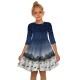 Mommy and Me Dresses Cotton Galaxy Deer Outdoor Light Blue Dark Blue Long Sleeve Above Knee Adorable Matching Outfits