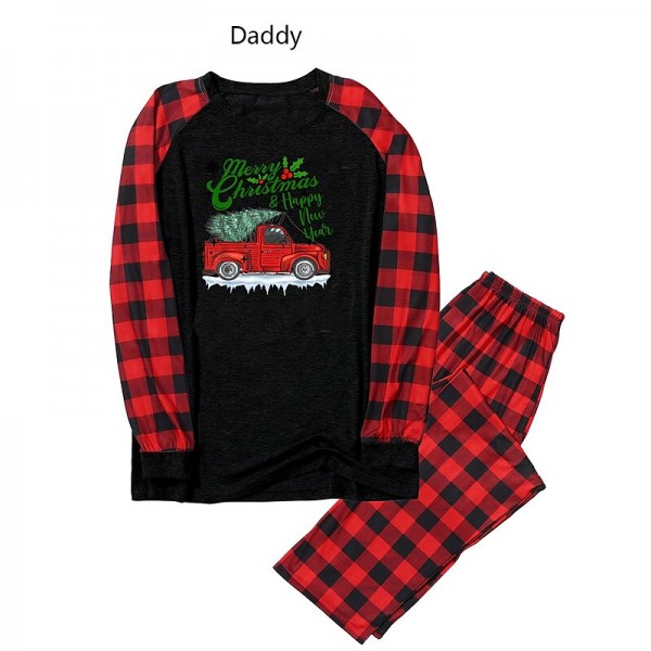 Pajamas Family Plaid Letter Home Black Long Sleeve Basic Matching Outfits Pajamas Family Plaid Letter Home Black Long Sleeve Basic Matching Outfits