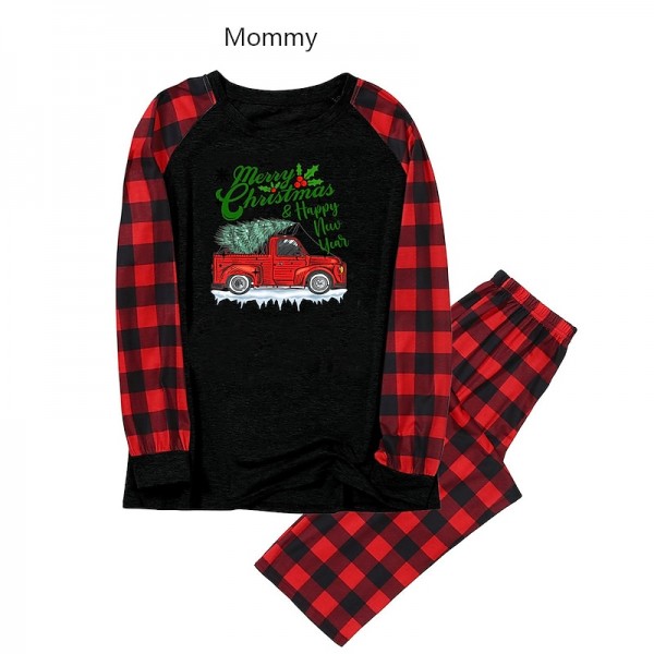 Pajamas Family Plaid Letter Home Black Long Sleeve Basic Matching Outfits Pajamas Family Plaid Letter Home Black Long Sleeve Basic Matching Outfits