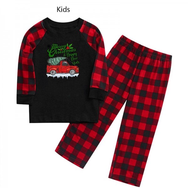 Pajamas Family Plaid Letter Home Black Long Sleeve Basic Matching Outfits Pajamas Family Plaid Letter Home Black Long Sleeve Basic Matching Outfits