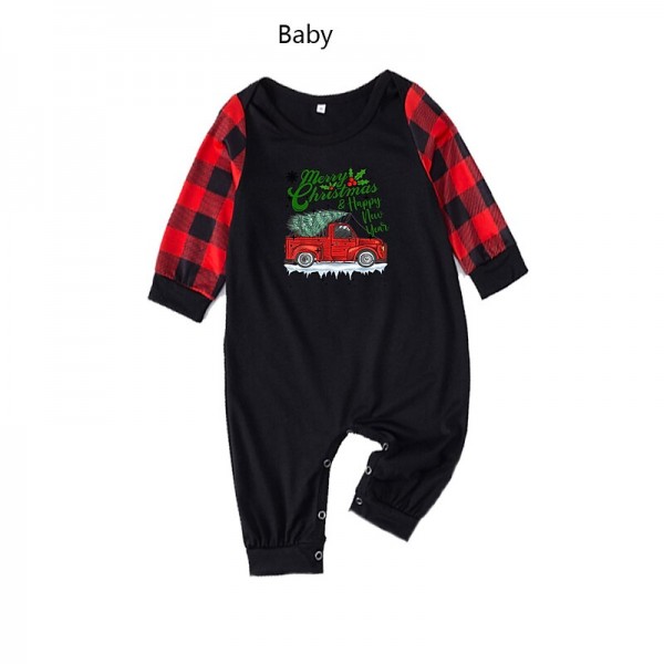 Pajamas Family Plaid Letter Home Black Long Sleeve Basic Matching Outfits Pajamas Family Plaid Letter Home Black Long Sleeve Basic Matching Outfits