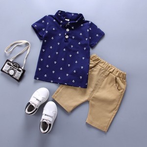 2 Pieces Kids Boys T-shirt &amp; Shorts Outfit Graphic Short Sleeve Cotton Set Outdoor Cool Daily Summer Spring 3-7 Years White Royal Blue Blue