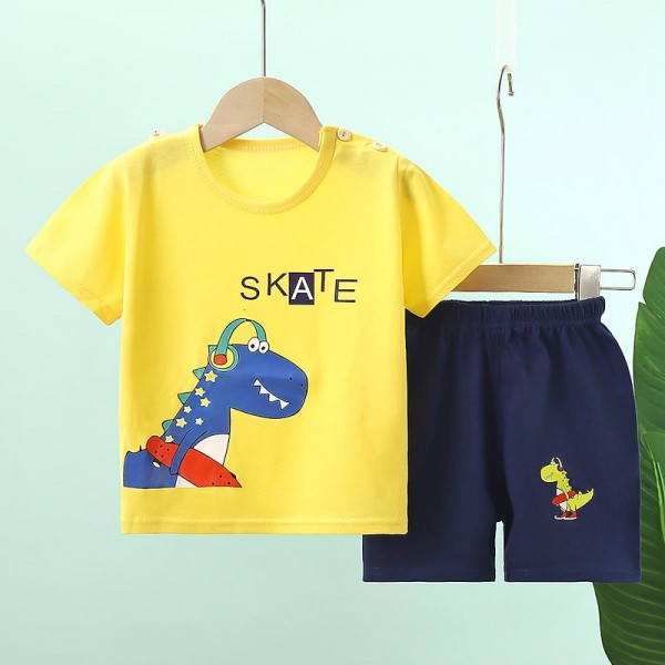 2 Pieces Kids Boys T-shirt & Shorts Outfit Animal Cartoon Short Sleeve Crewneck Cotton Set Casual Fashion Daily Summer Spring 3-7 Years 2 Pieces Kids Boys T-shirt & Shorts Outfit Animal Cartoon Short Sleeve Crewneck Cotton Set Casual Fashion Daily Summer Spring 3-7 Years