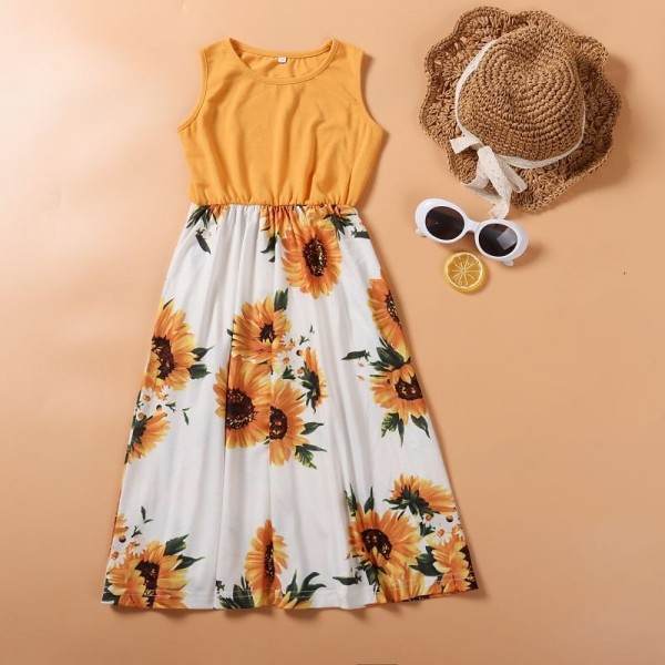 Mommy and Me Dresses Cotton Tie Dye Sunflower Casual Print Black White Orange Sleeveless Midi Mommy And Me Outfits Active Matching Outfits Mommy and Me Dresses Cotton Tie Dye Sunflower Casual Print Black White Orange Sleeveless Midi Mommy And Me Outfits Active Matching Outfits