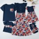 Mommy And Me Matching Outfits Family Dresses T shirt Floral Outdoor Navy Blue Short Sleeve Daily Matching Outfits Mommy And Me Matching Outfits Family Dresses T shirt Floral Outdoor Navy Blue Short Sleeve Daily Matching Outfits