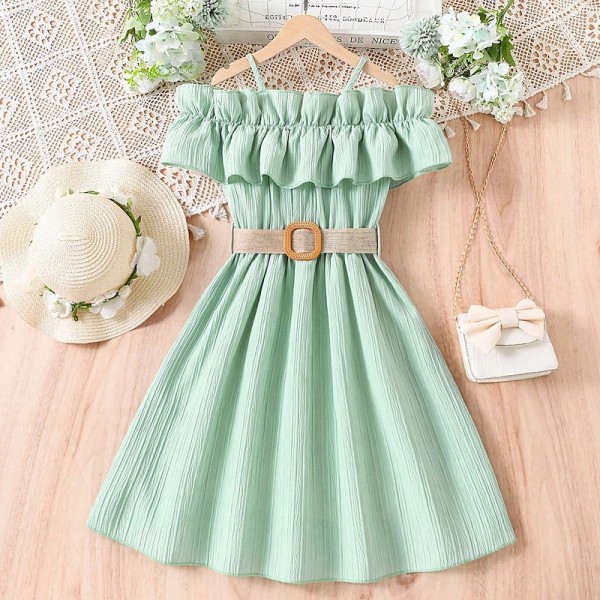 Kids Girls' Dress Solid Color Sleeveless Short Sleeve Outdoor Casual Ruffle Daily Casual Polyester Knee-length White Dress Casual Dress Summer 7-13 Years White Pink Blue Kids Girls' Dress Solid Color Sleeveless Short Sleeve Outdoor Casual Ruffle Daily Casual Polyester Knee-length White Dress Casual Dress Summer 7-13 Years White Pink Blue
