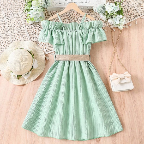Kids Girls' Dress Solid Color Sleeveless Short Sleeve Outdoor Casual Ruffle Daily Casual Polyester Knee-length White Dress Casual Dress Summer 7-13 Years White Pink Blue Kids Girls' Dress Solid Color Sleeveless Short Sleeve Outdoor Casual Ruffle Daily Casual Polyester Knee-length White Dress Casual Dress Summer 7-13 Years White Pink Blue