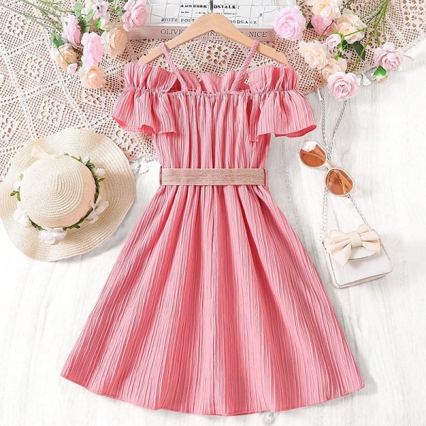 Kids Girls' Dress Solid Color Sleeveless Short Sleeve Outdoor Casual Ruffle Daily Casual Polyester Knee-length White Dress Casual Dress Summer 7-13 Years White Pink Blue Kids Girls' Dress Solid Color Sleeveless Short Sleeve Outdoor Casual Ruffle Daily Casual Polyester Knee-length White Dress Casual Dress Summer 7-13 Years White Pink Blue