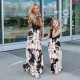 Mommy and Me Family Sets Plant Street Print Black White Pink Sleeveless Maxi Tank Dress Vacation Matching Outfits Mommy and Me Family Sets Plant Street Print Black White Pink Sleeveless Maxi Tank Dress Vacation Matching Outfits