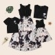 Mommy and Me Family Sets Plant Street Print Black White Pink Sleeveless Maxi Tank Dress Vacation Matching Outfits Mommy and Me Family Sets Plant Street Print Black White Pink Sleeveless Maxi Tank Dress Vacation Matching Outfits