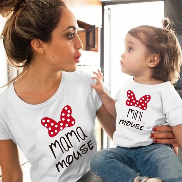 Mommy and Me T shirt Butterfly Letter Striped Home Print Black White Red Short Sleeve Active Matching Outfits Mommy and Me T shirt Butterfly Letter Striped Home Print Black White Red Short Sleeve Active Matching Outfits