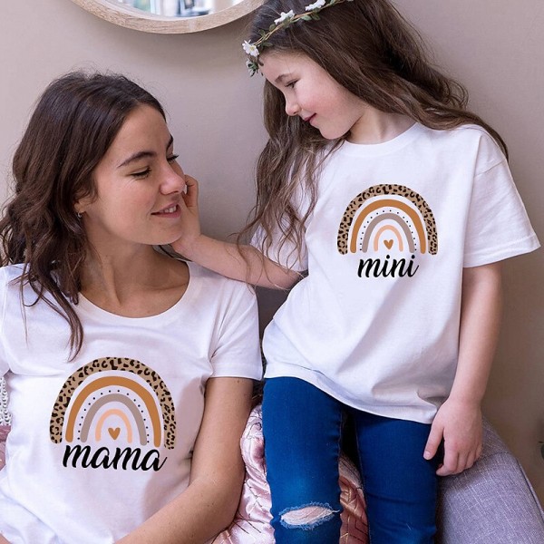 Mommy and Me T shirt Butterfly Letter Striped Home Print Black White Red Short Sleeve Active Matching Outfits Mommy and Me T shirt Butterfly Letter Striped Home Print Black White Red Short Sleeve Active Matching Outfits