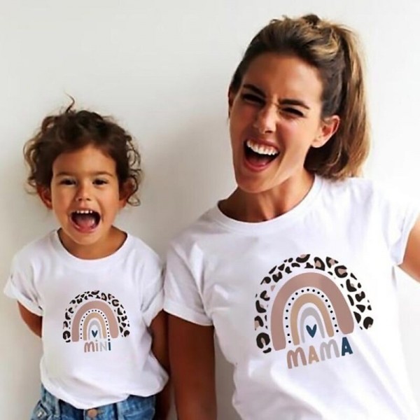 Mommy and Me T shirt Butterfly Letter Striped Home Print Black White Red Short Sleeve Active Matching Outfits Mommy and Me T shirt Butterfly Letter Striped Home Print Black White Red Short Sleeve Active Matching Outfits