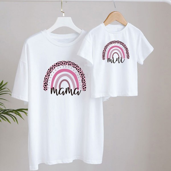 Mommy and Me T shirt Butterfly Letter Striped Home Print Black White Red Short Sleeve Active Matching Outfits Mommy and Me T shirt Butterfly Letter Striped Home Print Black White Red Short Sleeve Active Matching Outfits