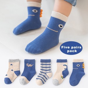 Baby Unisex 5 Pairs Socks Pink Blue Brown Animal Floral Spring Fall Cute Home 1-5 Years