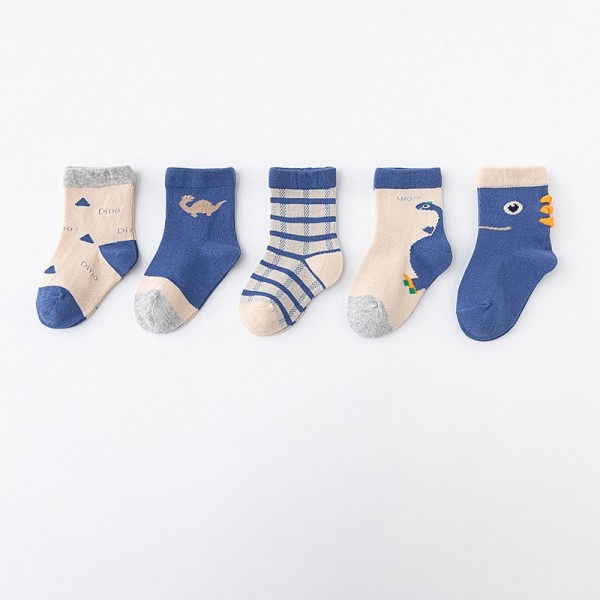 Baby Unisex 5 Pairs Socks Pink Blue Brown Animal Floral Spring Fall Cute Home 1-5 Years