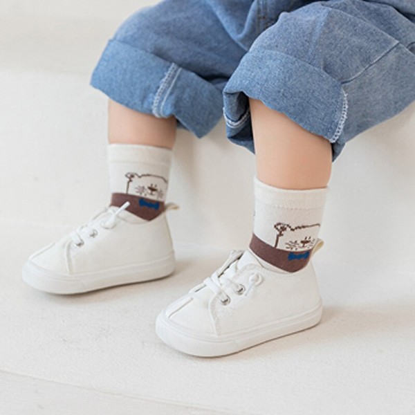 Baby Unisex 5 Pairs Socks Pink Blue Brown Animal Floral Spring Fall Cute Home 1-5 Years