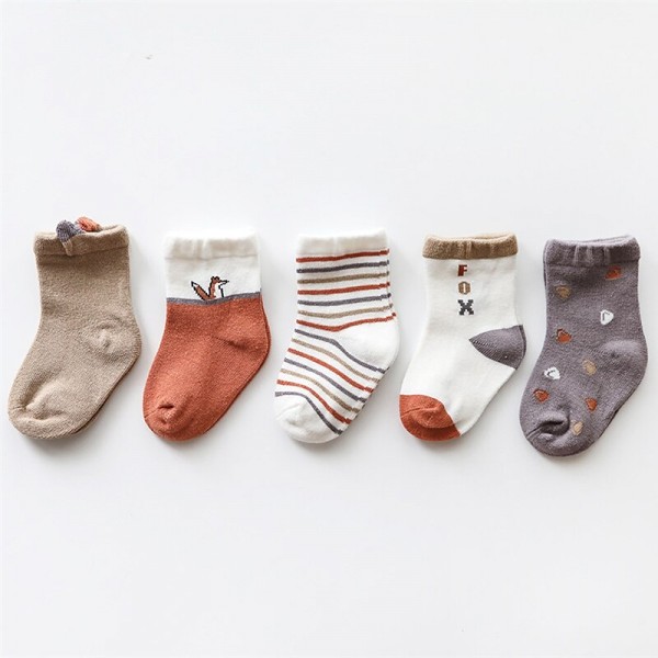 Toddler Unisex 5 Pairs Socks Fox series cat series Love series Striped Jacquard Spring Fall Cute Home 1-5 Years Toddler Unisex 5 Pairs Socks Fox series cat series Love series Striped Jacquard Spring Fall Cute Home 1-5 Years