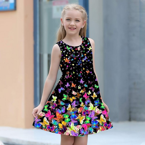 Girls' 3D Graphic Butterfly Dress Sleeveless 3D Print Summer Spring Sports & Outdoor Daily Holiday Cute Casual Sweet Kids 3-12 Years Casual Dress A Line Dress Tank Dress Above Knee Polyester Regular Girls' 3D Graphic Butterfly Dress Sleeveless 3D Print Summer Spring Sports & Outdoor Daily Holiday Cute Casual Sweet Kids 3-12 Years Casual Dress A Line Dress Tank Dress Above Knee Polyester Regular