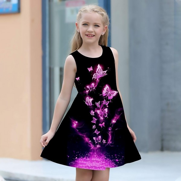 Girls' 3D Graphic Butterfly Dress Sleeveless 3D Print Summer Spring Sports & Outdoor Daily Holiday Cute Casual Sweet Kids 3-12 Years Casual Dress A Line Dress Tank Dress Above Knee Polyester Regular Girls' 3D Graphic Butterfly Dress Sleeveless 3D Print Summer Spring Sports & Outdoor Daily Holiday Cute Casual Sweet Kids 3-12 Years Casual Dress A Line Dress Tank Dress Above Knee Polyester Regular