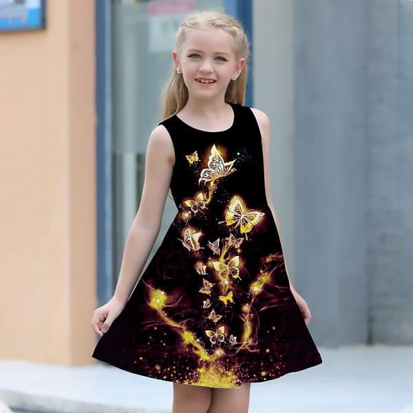 Girls' 3D Graphic Butterfly Dress Sleeveless 3D Print Summer Spring Sports & Outdoor Daily Holiday Cute Casual Sweet Kids 3-12 Years Casual Dress A Line Dress Tank Dress Above Knee Polyester Regular Girls' 3D Graphic Butterfly Dress Sleeveless 3D Print Summer Spring Sports & Outdoor Daily Holiday Cute Casual Sweet Kids 3-12 Years Casual Dress A Line Dress Tank Dress Above Knee Polyester Regular