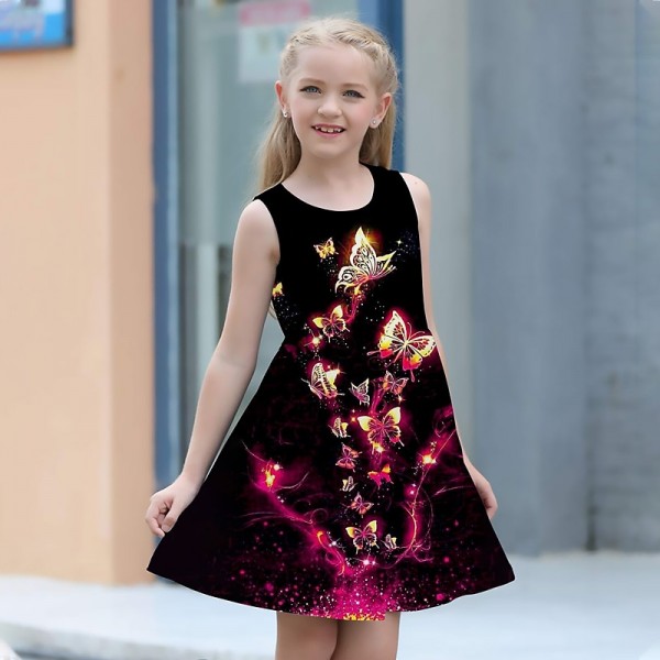 Girls' 3D Graphic Butterfly Dress Sleeveless 3D Print Summer Spring Sports & Outdoor Daily Holiday Cute Casual Sweet Kids 3-12 Years Casual Dress A Line Dress Tank Dress Above Knee Polyester Regular Girls' 3D Graphic Butterfly Dress Sleeveless 3D Print Summer Spring Sports & Outdoor Daily Holiday Cute Casual Sweet Kids 3-12 Years Casual Dress A Line Dress Tank Dress Above Knee Polyester Regular