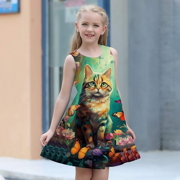 Girls' 3D Graphic Butterfly Dress Sleeveless 3D Print Summer Spring Sports & Outdoor Daily Holiday Cute Casual Sweet Kids 3-12 Years Casual Dress A Line Dress Tank Dress Above Knee Polyester Regular Girls' 3D Graphic Butterfly Dress Sleeveless 3D Print Summer Spring Sports & Outdoor Daily Holiday Cute Casual Sweet Kids 3-12 Years Casual Dress A Line Dress Tank Dress Above Knee Polyester Regular