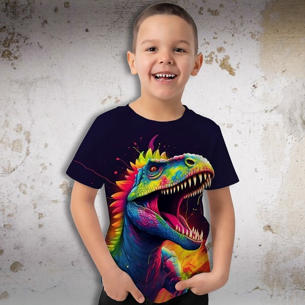 Boys 3D Graphic Animal Dinosaur T shirt Tee Short Sleeve 3D Print Summer Spring Active Sports Fashion Polyester Kids 3-12 Years Outdoor Casual Daily Regular Fit