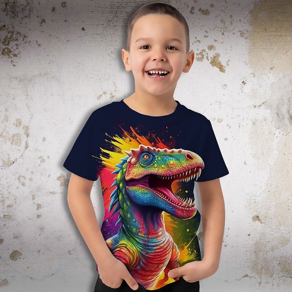 Boys 3D Graphic Animal Dinosaur T shirt Tee Short Sleeve 3D Print Summer Spring Active Sports Fashion Polyester Kids 3-12 Years Outdoor Casual Daily Regular Fit