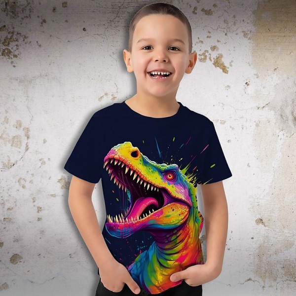 Boys 3D Graphic Animal Dinosaur T shirt Tee Short Sleeve 3D Print Summer Spring Active Sports Fashion Polyester Kids 3-12 Years Outdoor Casual Daily Regular Fit