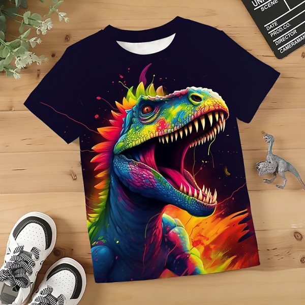Boys 3D Graphic Animal Dinosaur T shirt Tee Short Sleeve 3D Print Summer Spring Active Sports Fashion Polyester Kids 3-12 Years Outdoor Casual Daily Regular Fit
