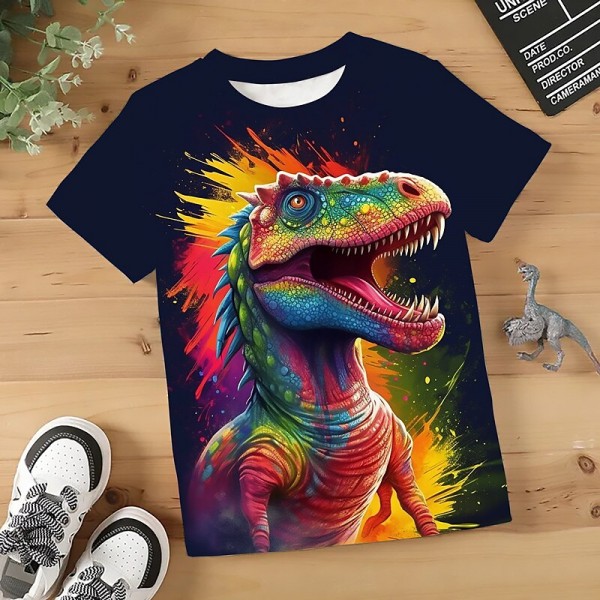 Boys 3D Graphic Animal Dinosaur T shirt Tee Short Sleeve 3D Print Summer Spring Active Sports Fashion Polyester Kids 3-12 Years Outdoor Casual Daily Regular Fit