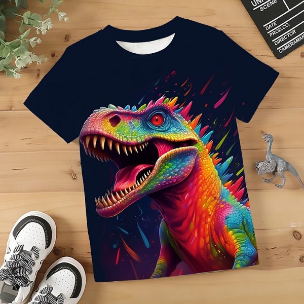 Boys 3D Graphic Animal Dinosaur T shirt Tee Short Sleeve 3D Print Summer Spring Active Sports Fashion Polyester Kids 3-12 Years Outdoor Casual Daily Regular Fit