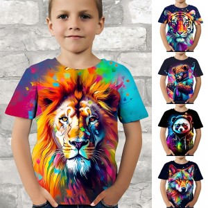 Boys 3D Graphic Animal Panda T shirt Tee Short Sleeve 3D Print Summer Spring Active Sports Fashion Polyester Kids 3-12 Years Outdoor Casual Daily Regular Fit