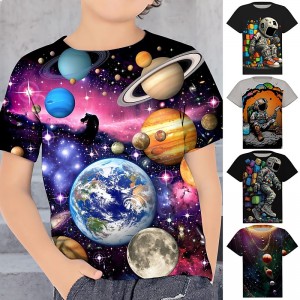 Boys 3D Graphic Astronaut T shirt Tee Short Sleeve 3D Print Summer Spring Active Sports Fashion Polyester Kids 3-12 Years Outdoor Casual Daily Regular Fit
