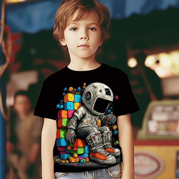 Boys 3D Graphic Astronaut T shirt Tee Short Sleeve 3D Print Summer Spring Active Sports Fashion Polyester Kids 3-12 Years Outdoor Casual Daily Regular Fit