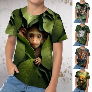 Boys 3D Graphic Animal Cartoon T shirt Tee Short Sleeve 3D Print Summer Spring Active Sports Fashion Polyester Kids 3-12 Years Outdoor Casual Daily Regular Fit