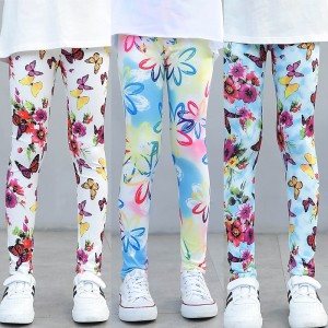 Kids Girls&#039; Leggings Floral Active Outdoor 7-13 Years Spring Leopard Print Magnolia chrysanthemum