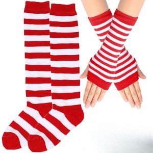 Kids Unisex 3 Pairs Stockings 4# children (hands + feet) orange and black strips 9# children (hands + feet) red and white strips Children / hands+feet / black and white thin strips 3# Striped Summer
