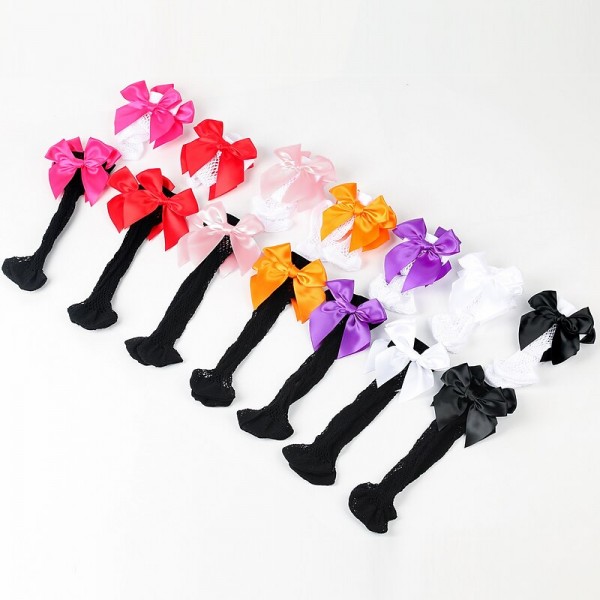 Kids Girls' Socks White fishnet stockings / pink knot Black fishnet stockings / rose red knot White fishnet stockings / purple knot Solid Color Hole Summer Spring Cute School 1-12 Years Kids Girls' Socks White fishnet stockings / pink knot Black fishnet stockings / rose red knot White fishnet stockings / purple knot Solid Color Hole Summer Spring Cute School 1-12 Years