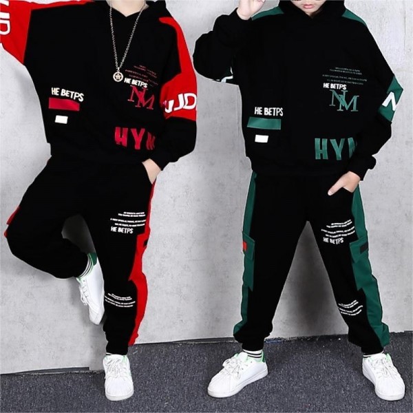 2 Pieces Kids Boys Hoodie & Pants Outfit Graphic Letter Long Sleeve Pocket Set Outdoor Fashion Cool Spring Fall 7-13 Years Black Dark Green 2 Pieces Kids Boys Hoodie & Pants Outfit Graphic Letter Long Sleeve Pocket Set Outdoor Fashion Cool Spring Fall 7-13 Years Black Dark Green