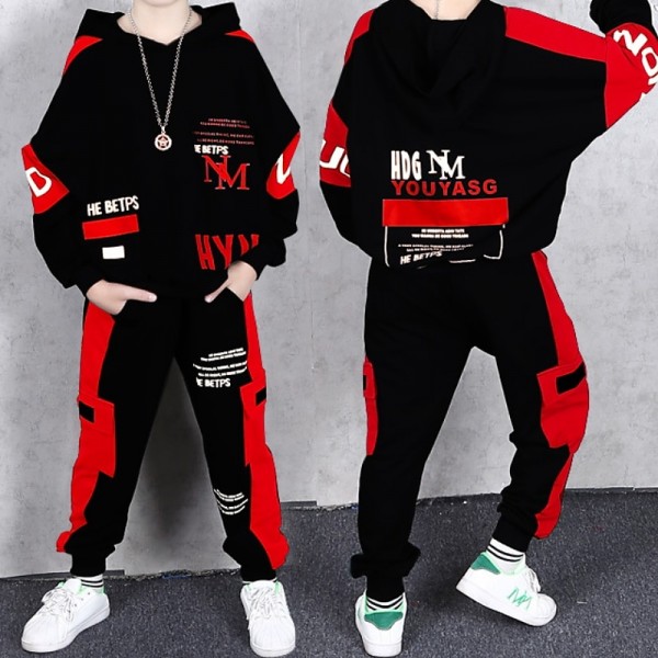 2 Pieces Kids Boys Hoodie & Pants Outfit Graphic Letter Long Sleeve Pocket Set Outdoor Fashion Cool Spring Fall 7-13 Years Black Dark Green 2 Pieces Kids Boys Hoodie & Pants Outfit Graphic Letter Long Sleeve Pocket Set Outdoor Fashion Cool Spring Fall 7-13 Years Black Dark Green
