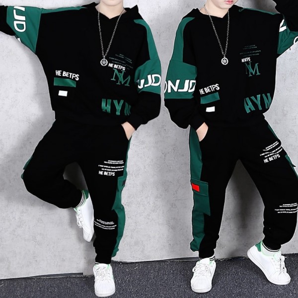 2 Pieces Kids Boys Hoodie & Pants Outfit Graphic Letter Long Sleeve Pocket Set Outdoor Fashion Cool Spring Fall 7-13 Years Black Dark Green 2 Pieces Kids Boys Hoodie & Pants Outfit Graphic Letter Long Sleeve Pocket Set Outdoor Fashion Cool Spring Fall 7-13 Years Black Dark Green