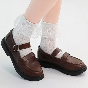 Kids Girls&#039; 5 Pairs Socks 1273 black (small lace) Bear (pink) large lace 1273 white (medium lace) Solid Color Lace Trims Summer Spring Cute School 3-12 Years